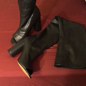 Brand New Leather Peep Toe Thigh-High Boots — Sz 7